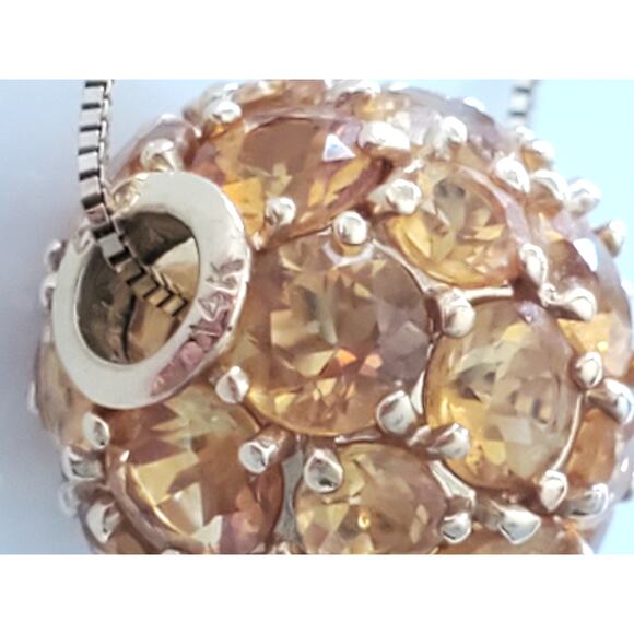 Vintage 14K Gold Citrine Cluster Ball Necklace - Picture 3 of 7